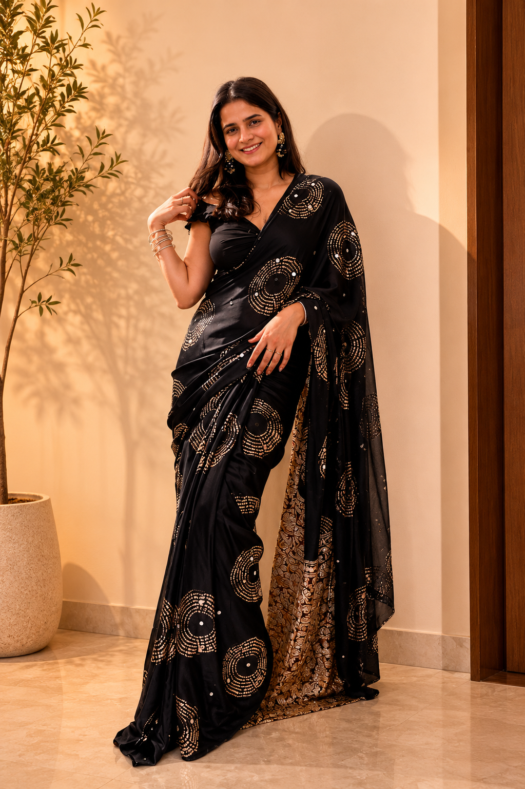 Noor (Black & Brown) Saree