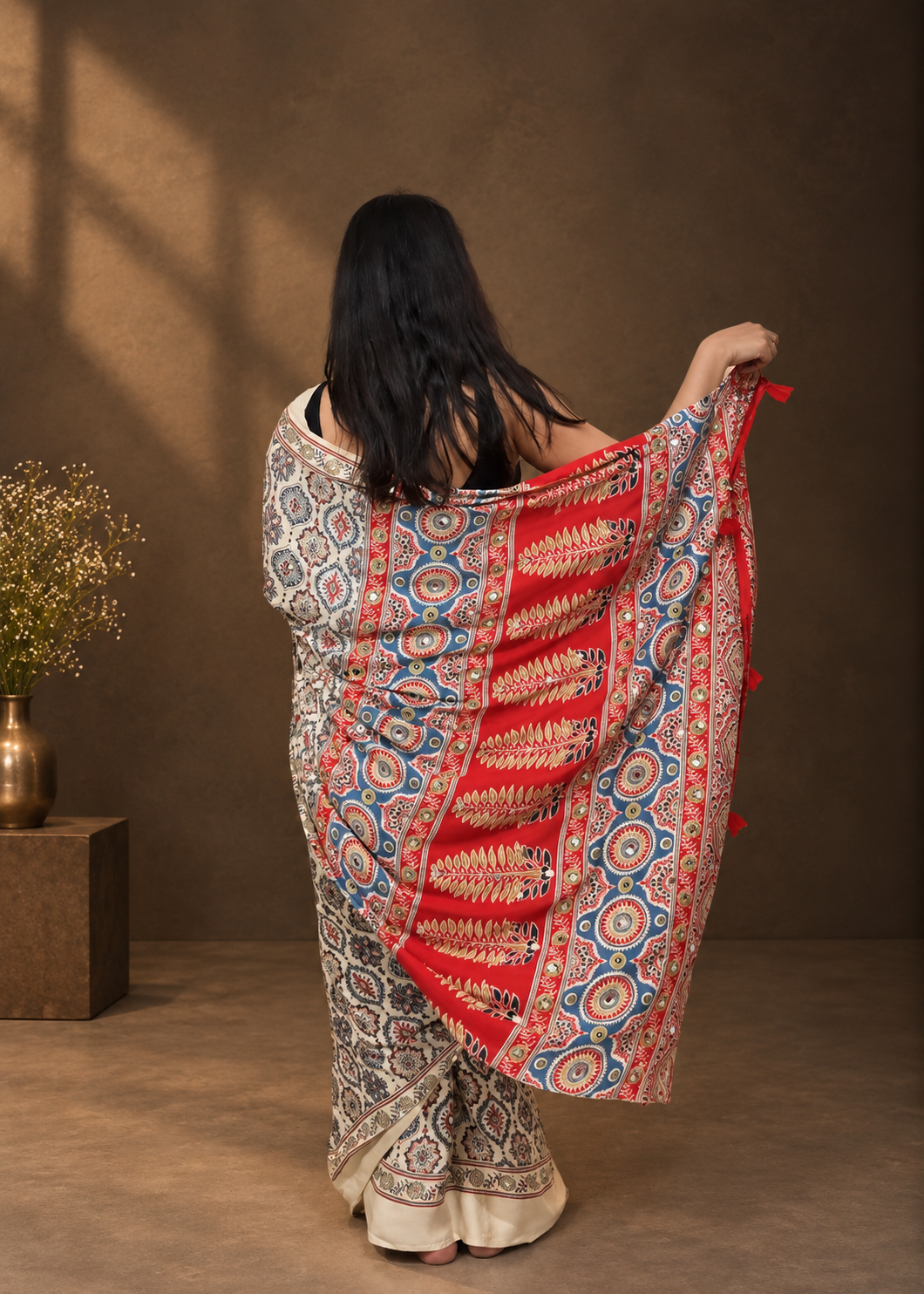 Ira mirror work saree