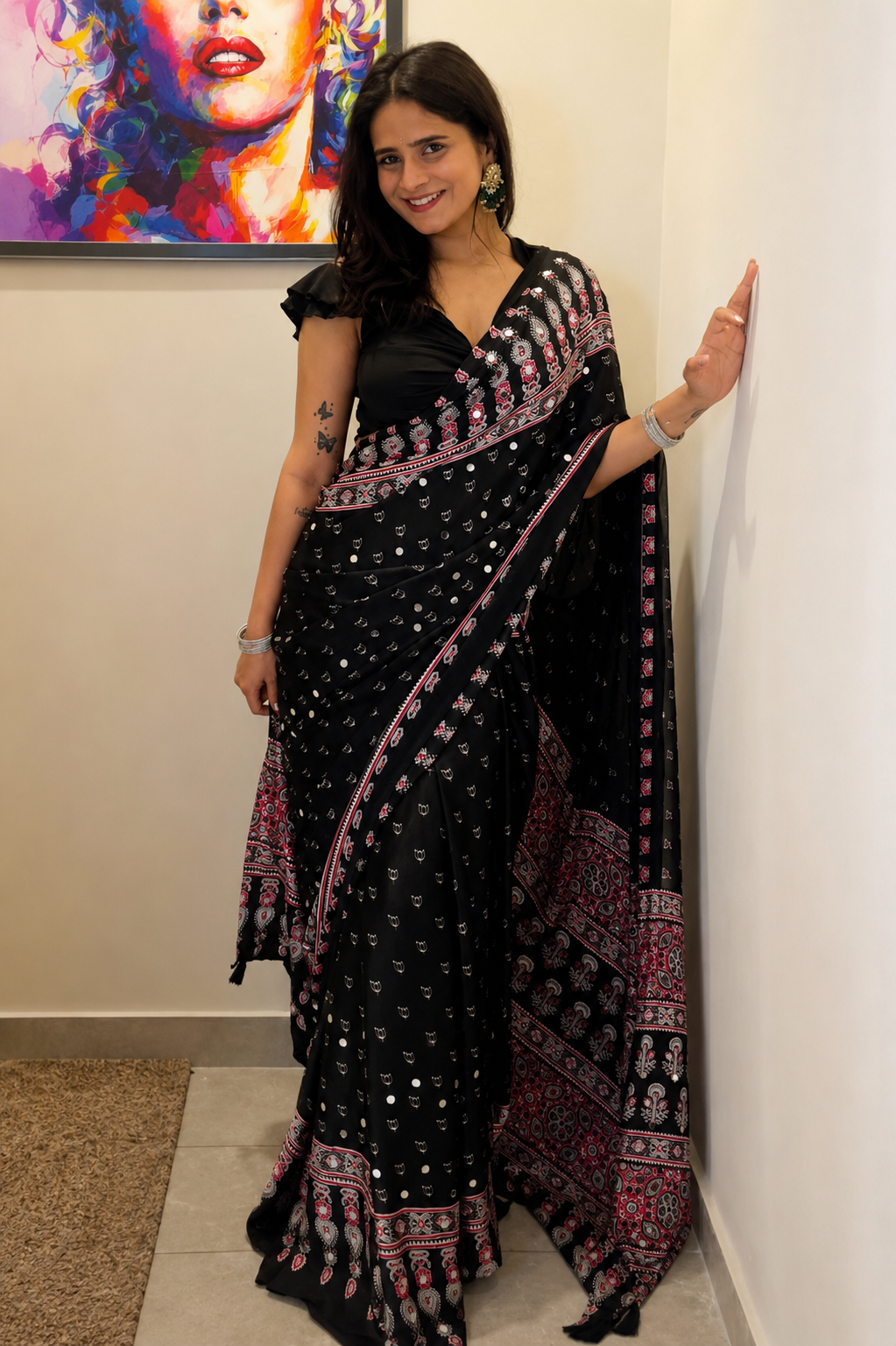 Ruhani black saree