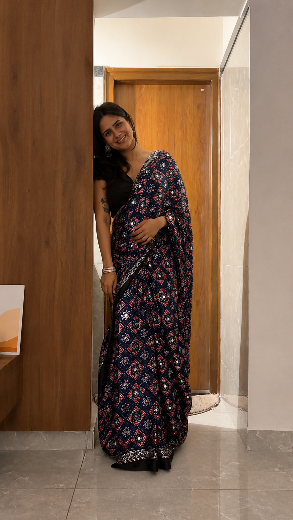 Midnight Mehfil Navy Blue Saree