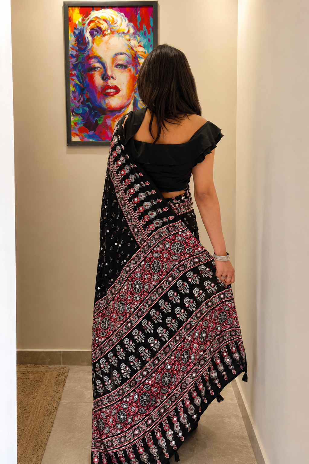 Ruhani black saree