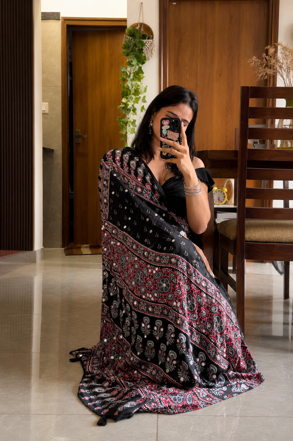 Ruhani black saree