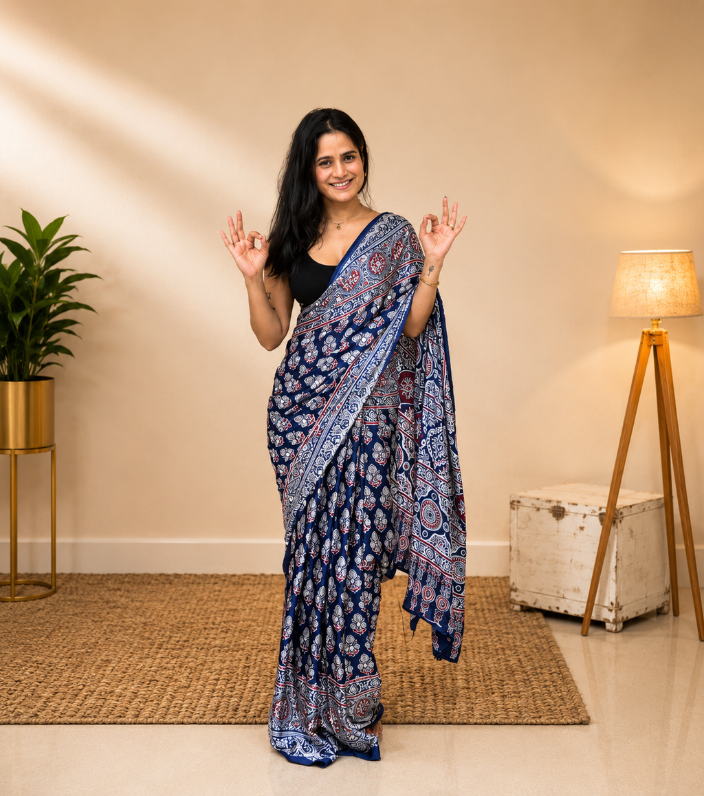 Mayuri Navy Blue Mirror Saree