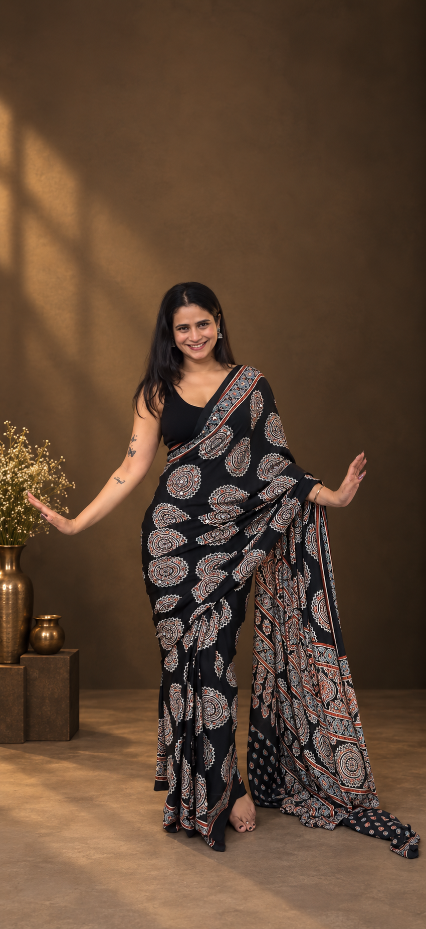 Fulwari balck mirror saree