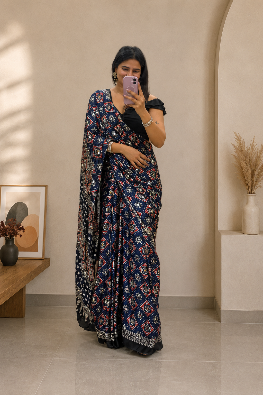 Midnight Mehfil Navy Blue Saree