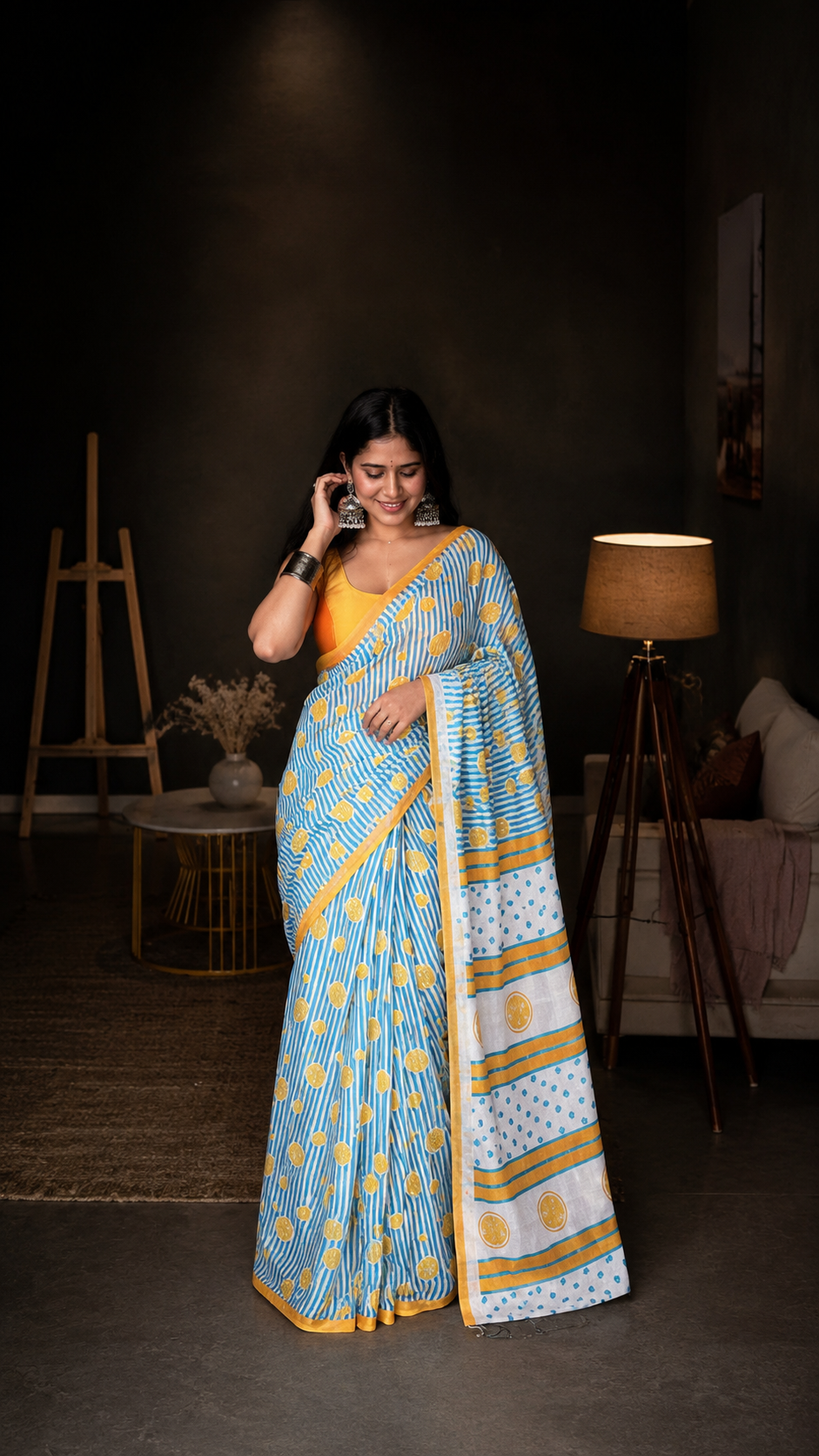Leher Lemon Linen Saree