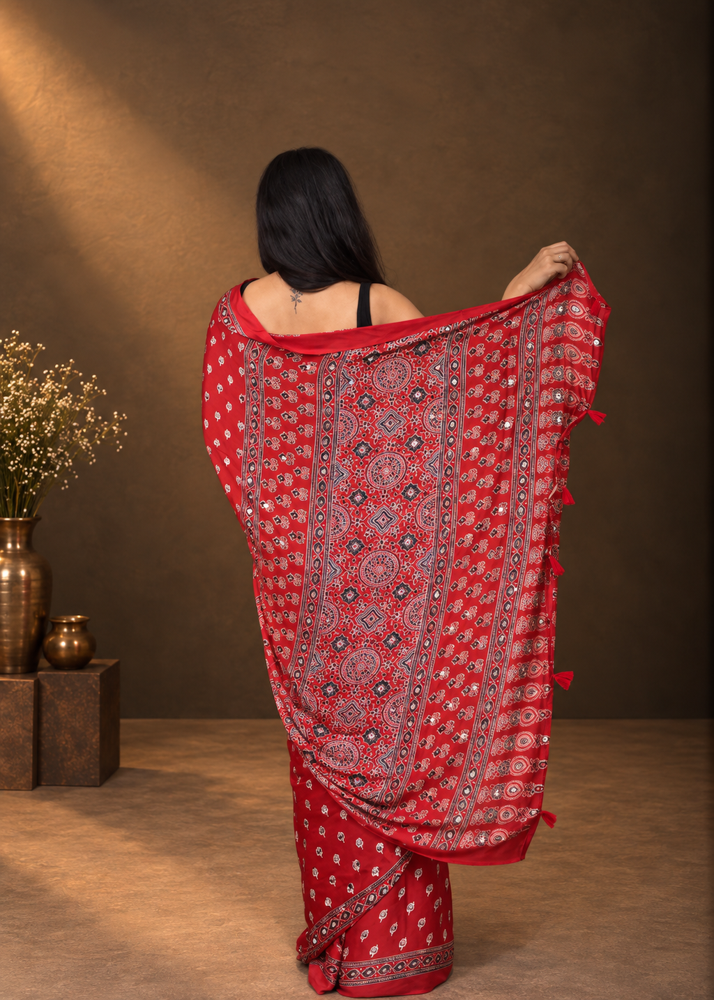 Ruhani red saree
