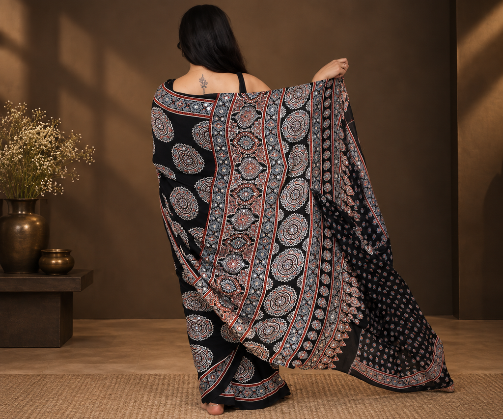 Fulwari balck mirror saree