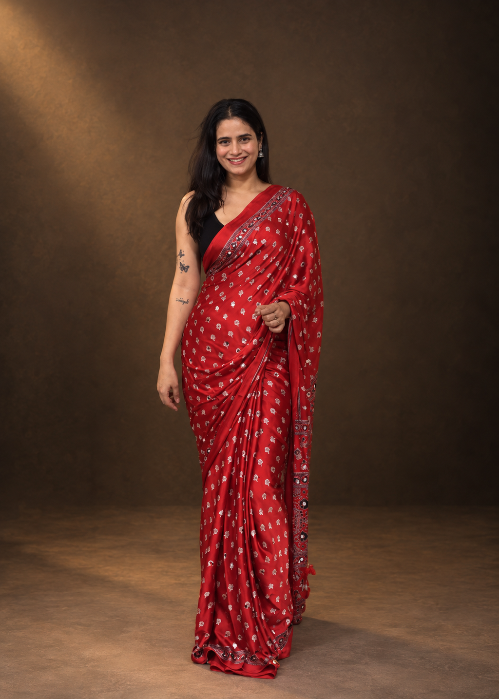 Ruhani red saree