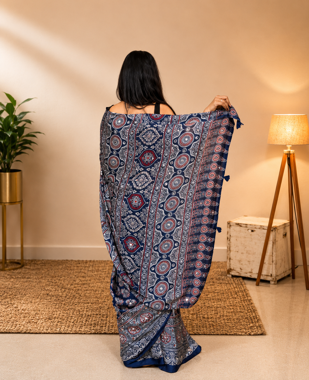 Mayuri Navy Blue Mirror Saree