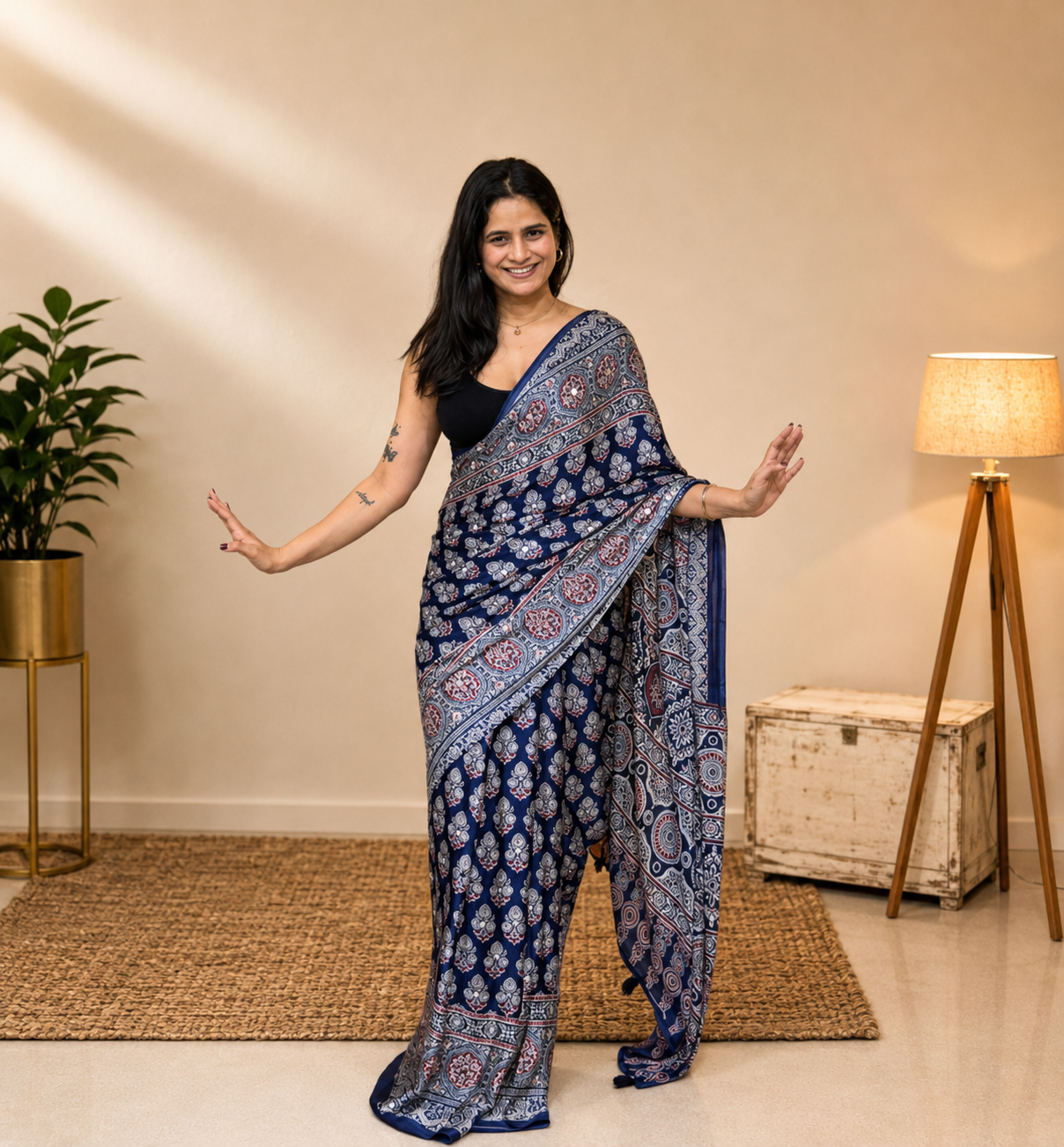 Mayuri Navy Blue Mirror Saree