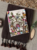 Mayurika Brown khadi cotton saree