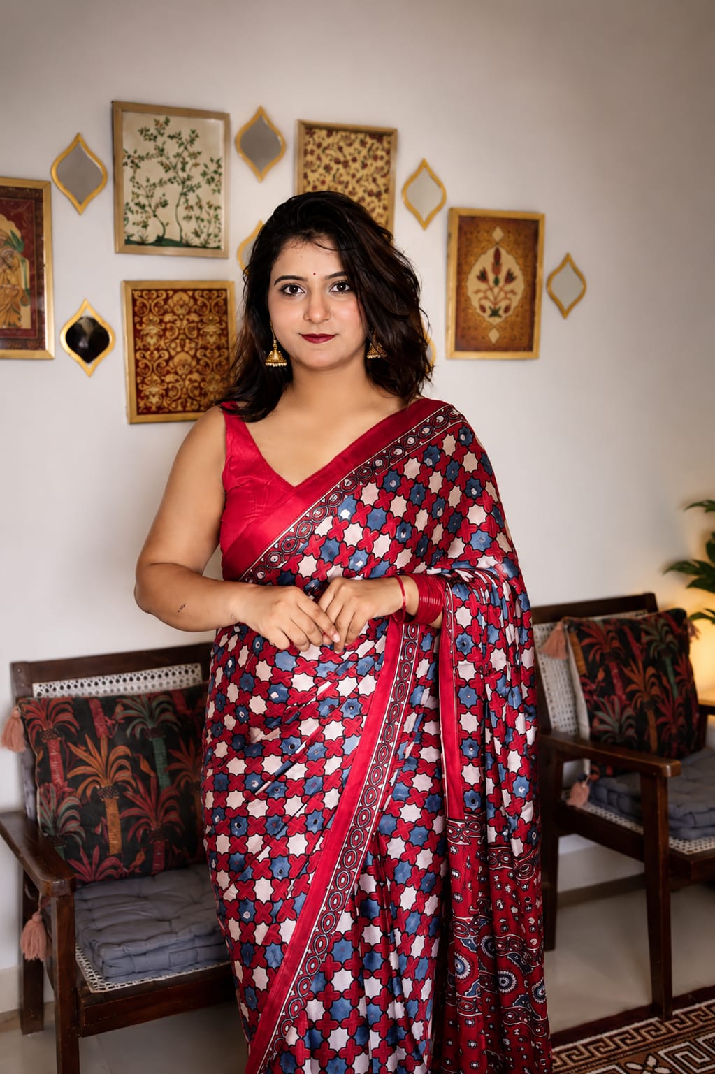 Ruby red Saree