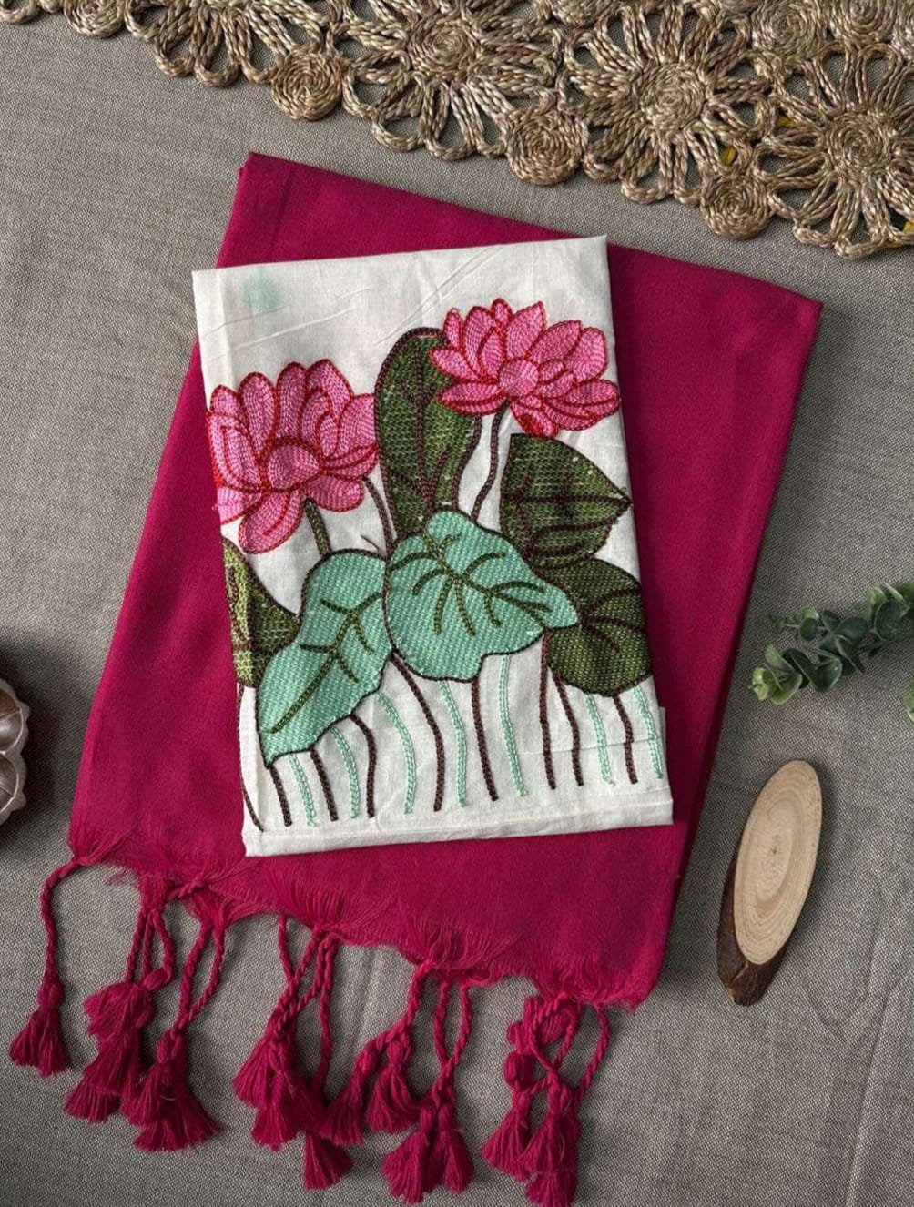 Mayurika pink khadi cotton saree